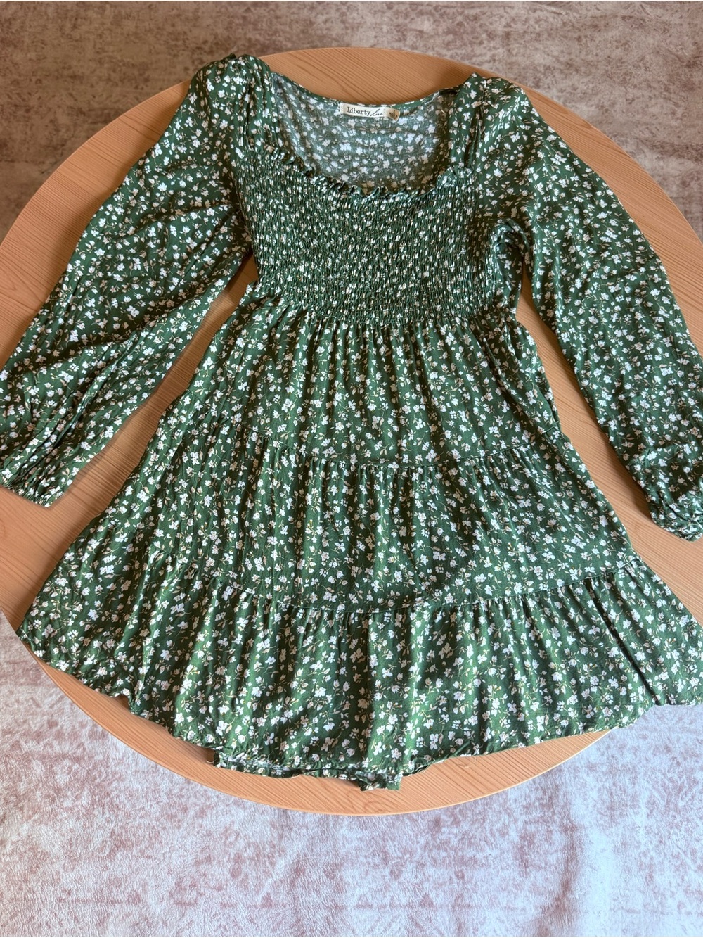 Green Floral Smocked Dress - Women’s L